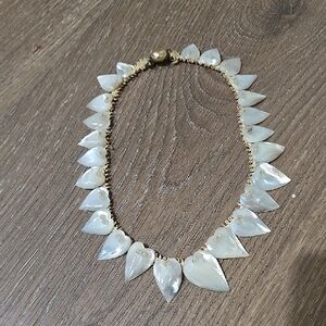 Vintage Mother Of The Pearl Leaf Necklace